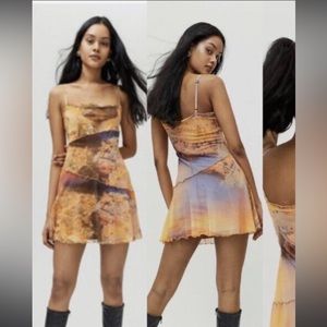 Urban outfitters moxie mesh lined slip dress